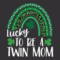 Lucky To Be A Twin Mom St Patrick's Day Leopard Rainbow Long Sleeve T Vintage Hoodie And Short Set | Artistshot