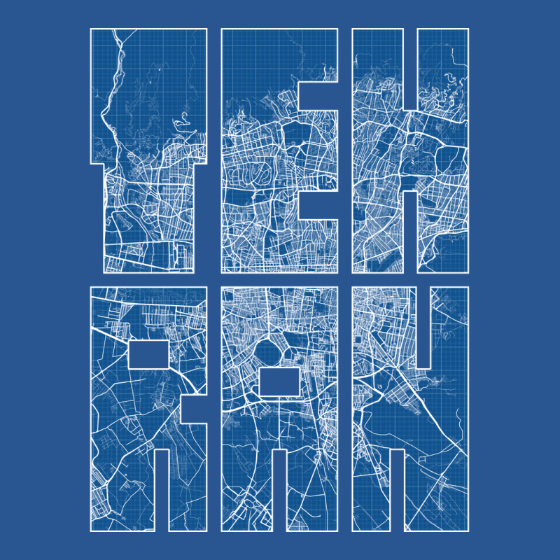 Tehran Iran City Map Typography Blueprint T-shirt | Artistshot