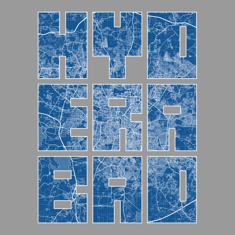 Hyderabad India City Map Typography Blueprint Graphic T-shirt | Artistshot