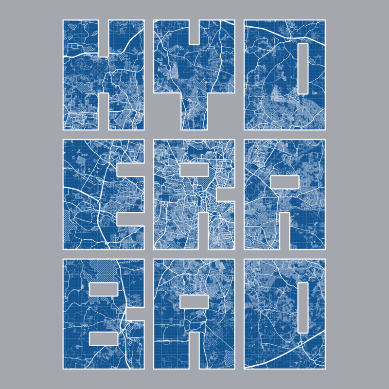 Hyderabad India City Map Typography Blueprint Long Sleeve Shirts | Artistshot