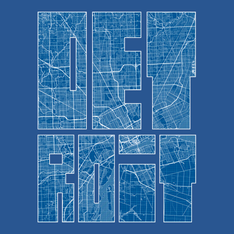 Detroit Michigan Usa Map Typography Blueprint T-shirt | Artistshot