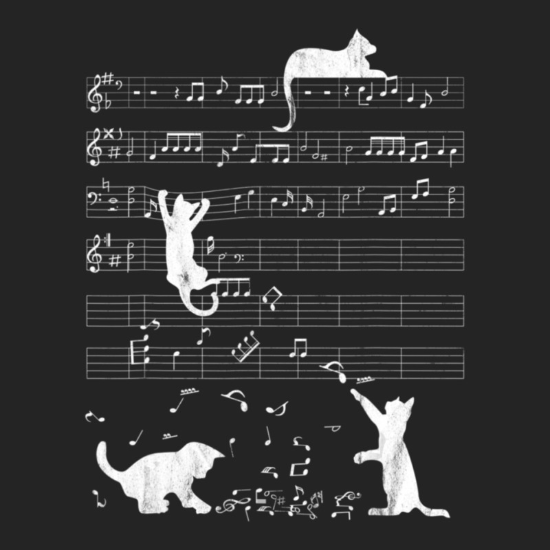 Cute Cat Distressed Music Notes Kitty Piano Musician 3/4 Sleeve Shirt by RobertLamarJackson | Artistshot