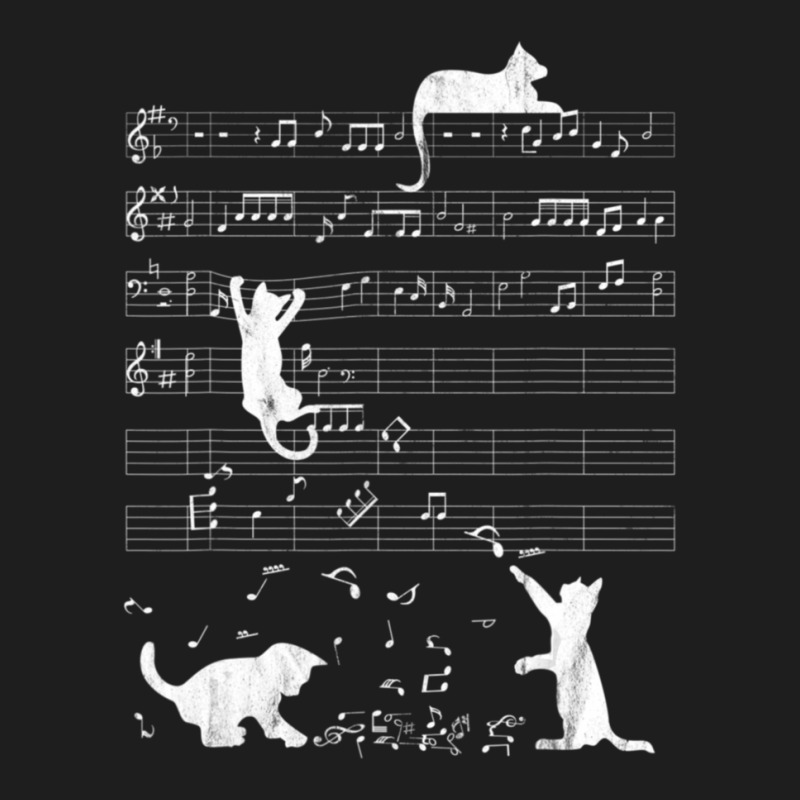 Cute Cat Distressed Music Notes Kitty Piano Musician Classic T-shirt by RobertLamarJackson | Artistshot