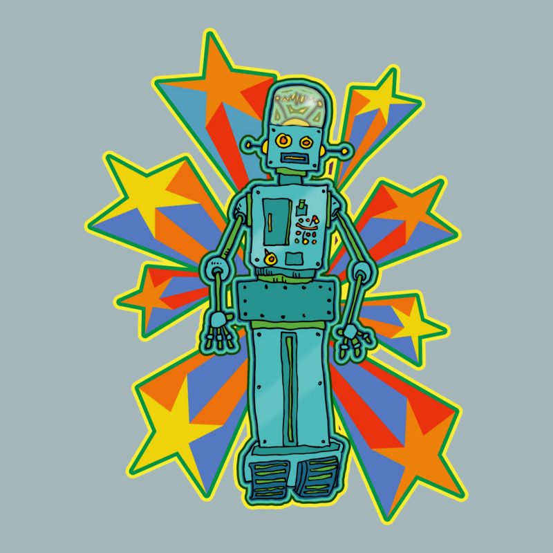 Super Cool Blue Robot With Shooting Stars Unisex Sherpa-lined Denim Jacket | Artistshot