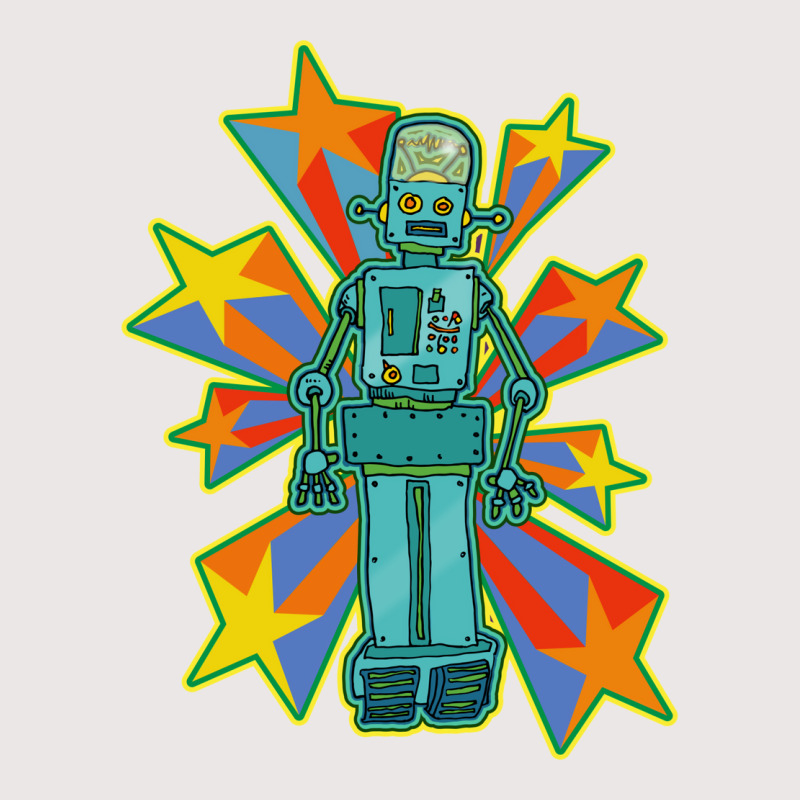 Super Cool Blue Robot With Shooting Stars Pocket T-shirt | Artistshot