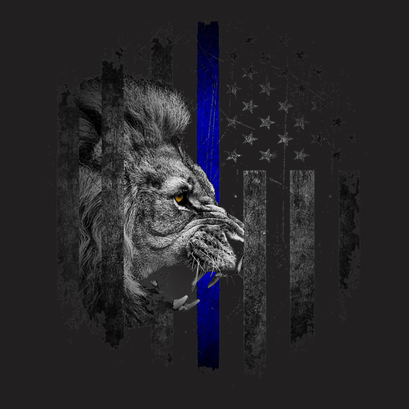 Thin Blue Line Distressed Police Powerful Lion Warrior Shirt T-shirt | Artistshot