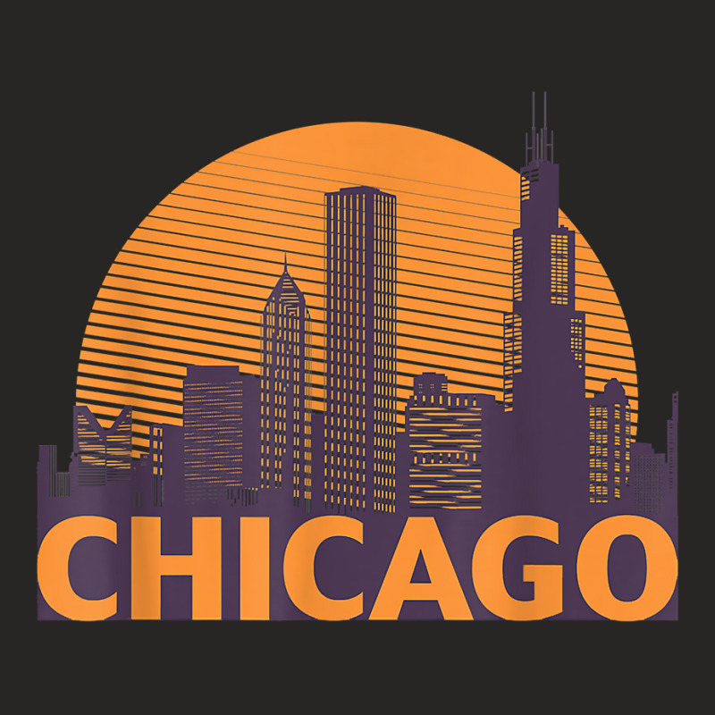 Chicago Illinois Usa Skyline Silhouette Outline Sketch T Shirt Ladies Fitted T-Shirt by luckenbg | Artistshot