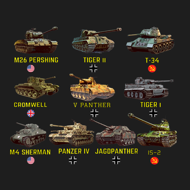 Top Ten Best Ww2 Tanks M4 Sherman Panzer Iv Tiger Ii T-34 Classic T-shirt by JennetteMichelleBrink | Artistshot