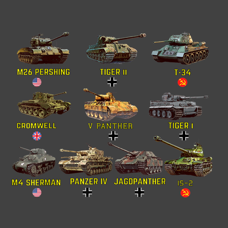 Top Ten Best Ww2 Tanks M4 Sherman Panzer Iv Tiger Ii T-34 Vintage T-Shirt by JennetteMichelleBrink | Artistshot