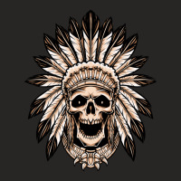 Skull Indian Wearing Headdress Isolated On White Ladies Fitted T-shirt | Artistshot