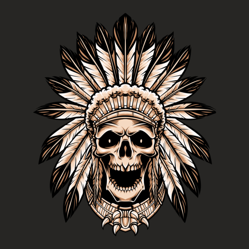 Skull Indian Wearing Headdress Isolated On White Ladies Fitted T-Shirt by MiltonLane | Artistshot