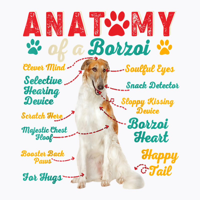 Vintage Anatomy Of A Borzoi Clever Soulful Happy Tails T Shirt T-shirt | Artistshot