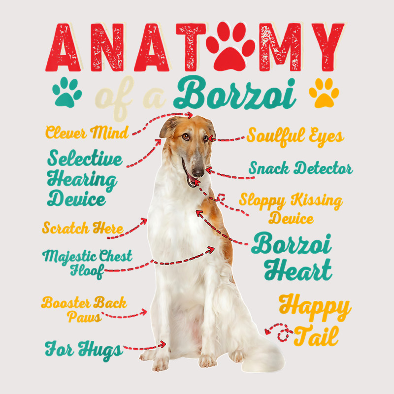 Vintage Anatomy Of A Borzoi Clever Soulful Happy Tails T Shirt Pocket T-shirt | Artistshot