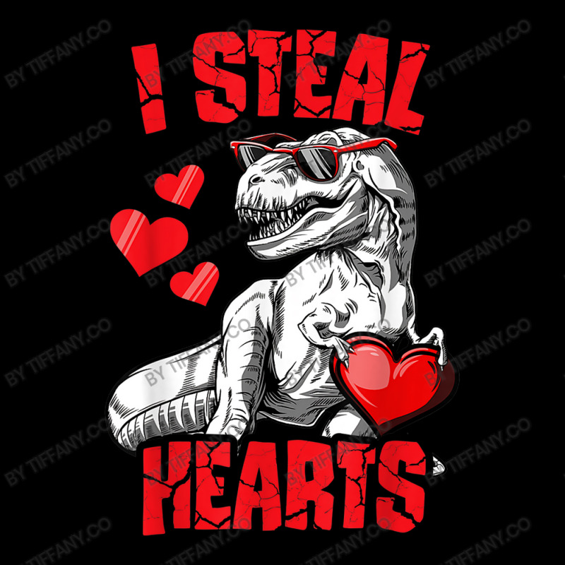 Boys Valentines Day Kids Dinosaur T Rex Lover I Steal Hearts Zipper Hoodie | Artistshot