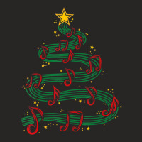 Christmas Tree Musical Notes Song Musician Sing Carols Music Ladies Fitted T-shirt | Artistshot