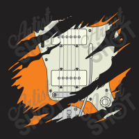 Ripped Electric Guitar Offset Style Orange Color T-shirt | Artistshot