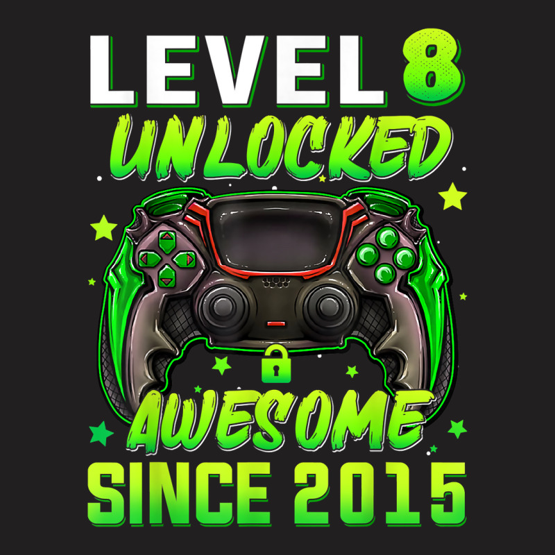 Level 8 Unlocked Video Game 8th Birthday Gamer Boys Kids T Shirt T-shirt | Artistshot