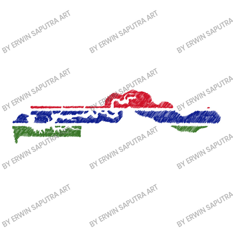 Gambia Flag Map Drawing Line Art Sticker | Artistshot