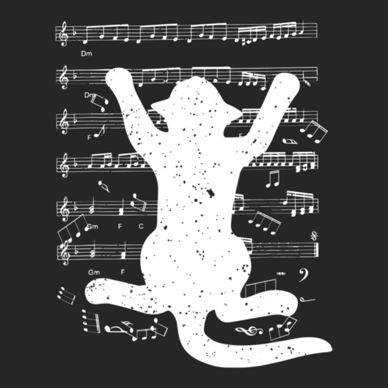 Cat Music Sheet Cat Music Musical Note 1 Ladies Fitted T-Shirt by RafaelGonzalezRamirez | Artistshot