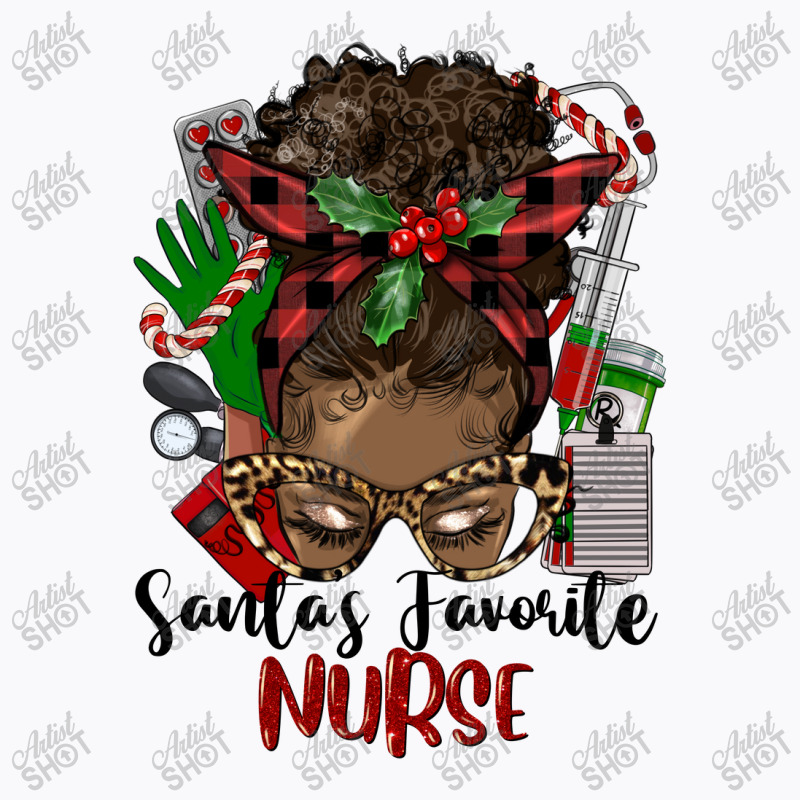 Christmas Nurse Afro Messy Bun T-shirt | Artistshot