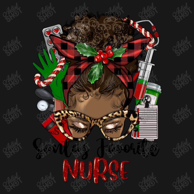 Christmas Nurse Afro Messy Bun Flannel Shirt | Artistshot