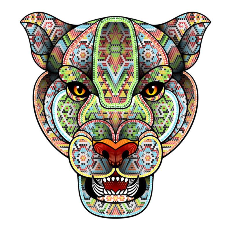 Panther Huichol Sugar Skull Calavera Skull Aztec Art On Back Pullover V-Neck Tee by jessen | Artistshot