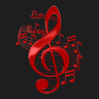 Red Treble Clef With Flowing Music Notes .png Classic T-shirt | Artistshot