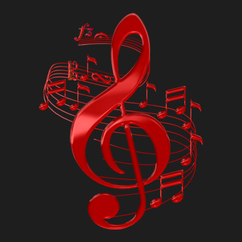 Red Treble Clef With Flowing Music Notes .png Classic T-shirt by PamzieAdams | Artistshot