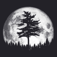 Retro Full Moon & Minimalist Pine Tree Vintage Graphic Pullover Hoodie Unisex Sherpa-lined Denim Jacket | Artistshot