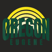 Groovy Eugene Green Yellow Old School Striped Eugene Oregon T Shirt Ladies Fitted T-shirt | Artistshot