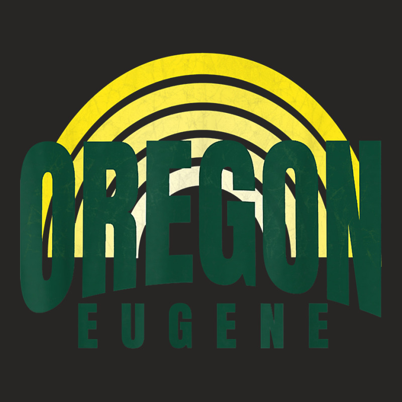 Groovy Eugene Green Yellow Old School Striped Eugene Oregon T Shirt Ladies Fitted T-Shirt by corrinwpxbilal | Artistshot