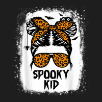 Spooky Kid Halloween Girls Youth Messy Bun Leopard Classic T-shirt | Artistshot