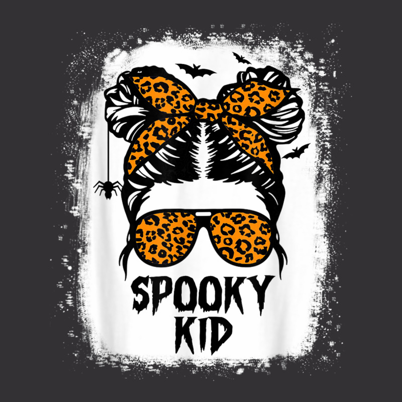 Spooky Kid Halloween Girls Youth Messy Bun Leopard Vintage Hoodie | Artistshot