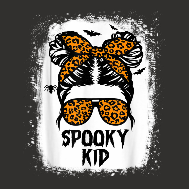 Spooky Kid Halloween Girls Youth Messy Bun Leopard Champion Hoodie | Artistshot