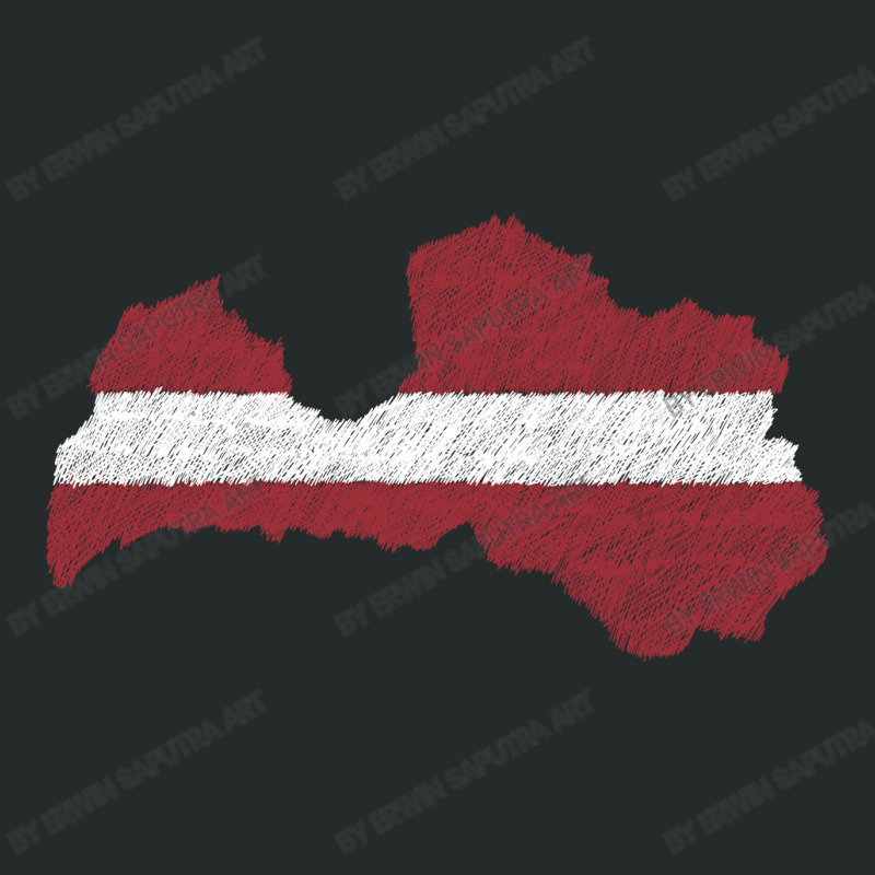 Latvia Map Flag Drawing Line Art Women's Triblend Scoop T-shirt by Erwin Saputra Art | Artistshot