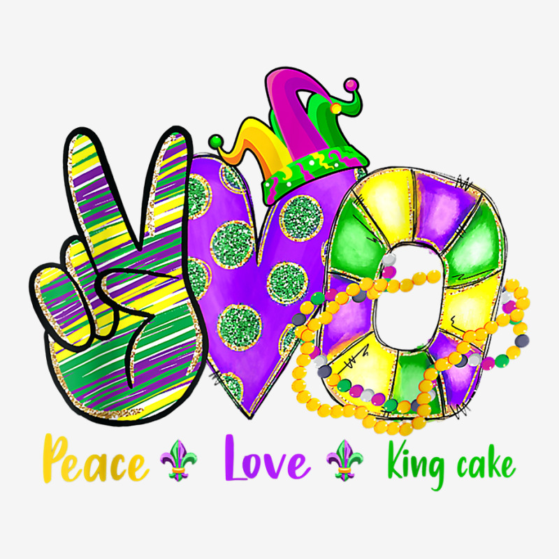 Peace Love King Cake Funny Mardi Gras Party Carnival Gifts T Shirt Adjustable Cap | Artistshot