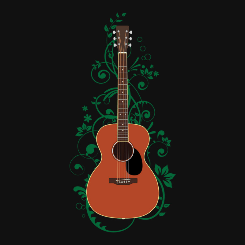 Mahogany Concert Acoustic Guitar Flowering Vines Graphic T-shirt | Artistshot