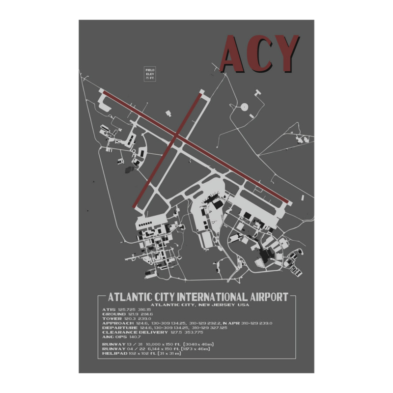 Acy Atlantic City International Airport Diagram Art V-Neck Tee by ruprairosittp | Artistshot