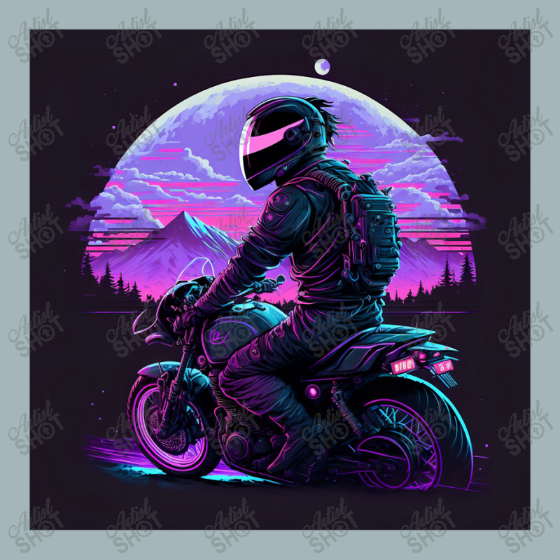 Motorcycle Retro Synthwave Unisex Sherpa-Lined Denim Jacket by Agus Creative | Artistshot