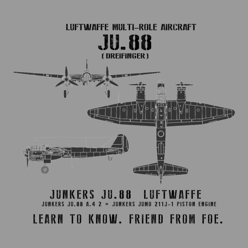 Junkers Ju.88 Dreifinger Wwii Aircraft Recognition Slide Graphic T-shirt by legohtashyap | Artistshot