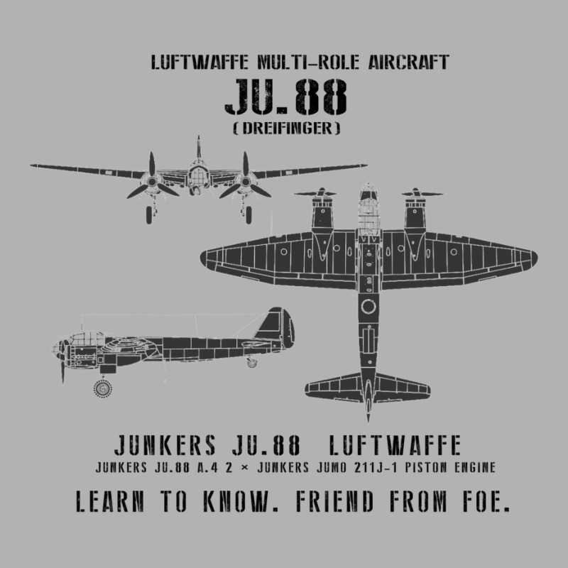 Junkers Ju.88 Dreifinger Wwii Aircraft Recognition Slide Zipper Hoodie by legohtashyap | Artistshot