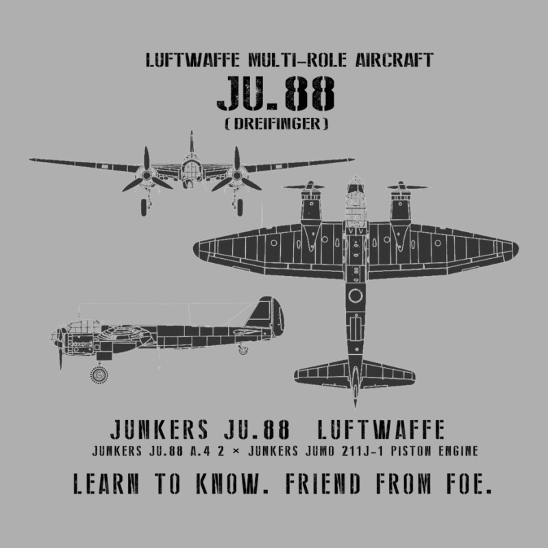 Junkers Ju.88 Dreifinger Wwii Aircraft Recognition Slide Exclusive T-shirt by legohtashyap | Artistshot