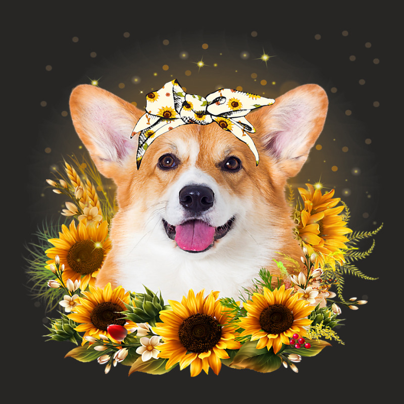 Sunflower Welsh Corgi Dog Mothers Day For Women Ladies Fitted T-Shirt by AURRADILLARD | Artistshot