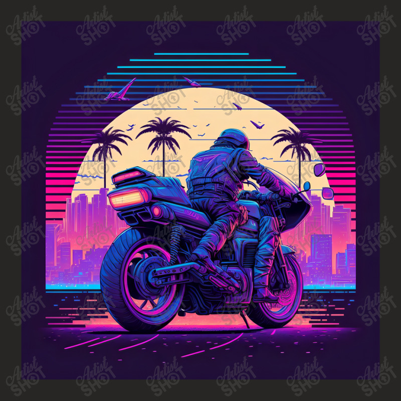 Motorcycle  Retro Synthwave Ladies Fitted T-Shirt by Agus Creative | Artistshot