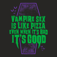 Vampire Sex Is Like Pizza   Funny Goth Vampire   Vintage Distressed Ladies Fitted T-shirt | Artistshot