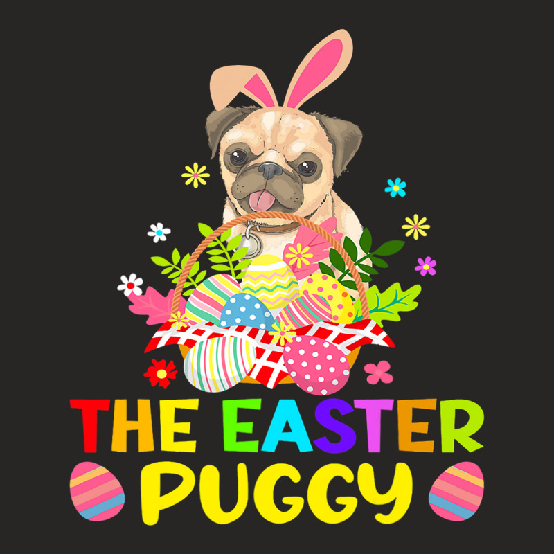 The Easter Puggy Funny Bunny Ears Pug Kids Gift Ladies Fitted T-Shirt by AURRADILLARD | Artistshot