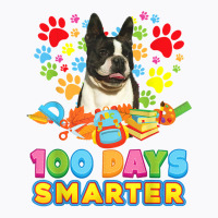 100 Days Smarter Boston Terrier Dog Paw Prints Heart 100th T Shirt T-shirt | Artistshot