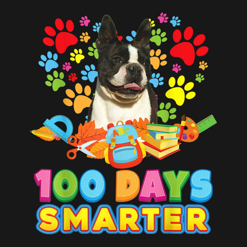 100 Days Smarter Boston Terrier Dog Paw Prints Heart 100th T Shirt Flannel Shirt | Artistshot