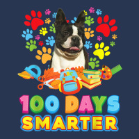 100 Days Smarter Boston Terrier Dog Paw Prints Heart 100th T Shirt Men Denim Jacket | Artistshot