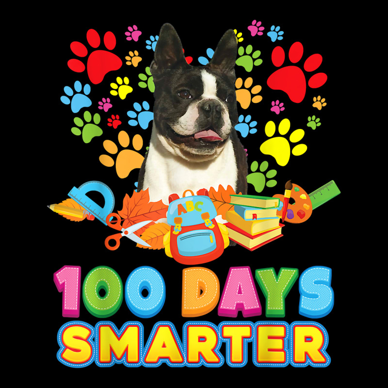 100 Days Smarter Boston Terrier Dog Paw Prints Heart 100th T Shirt Fleece Short | Artistshot